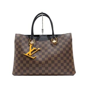 Louis Vuitton Riverside Handbag Tote Bag Damier Ebene Brown Canvas Charm classic